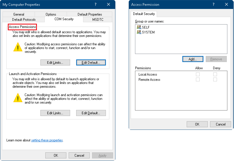 my computer properties access permissions